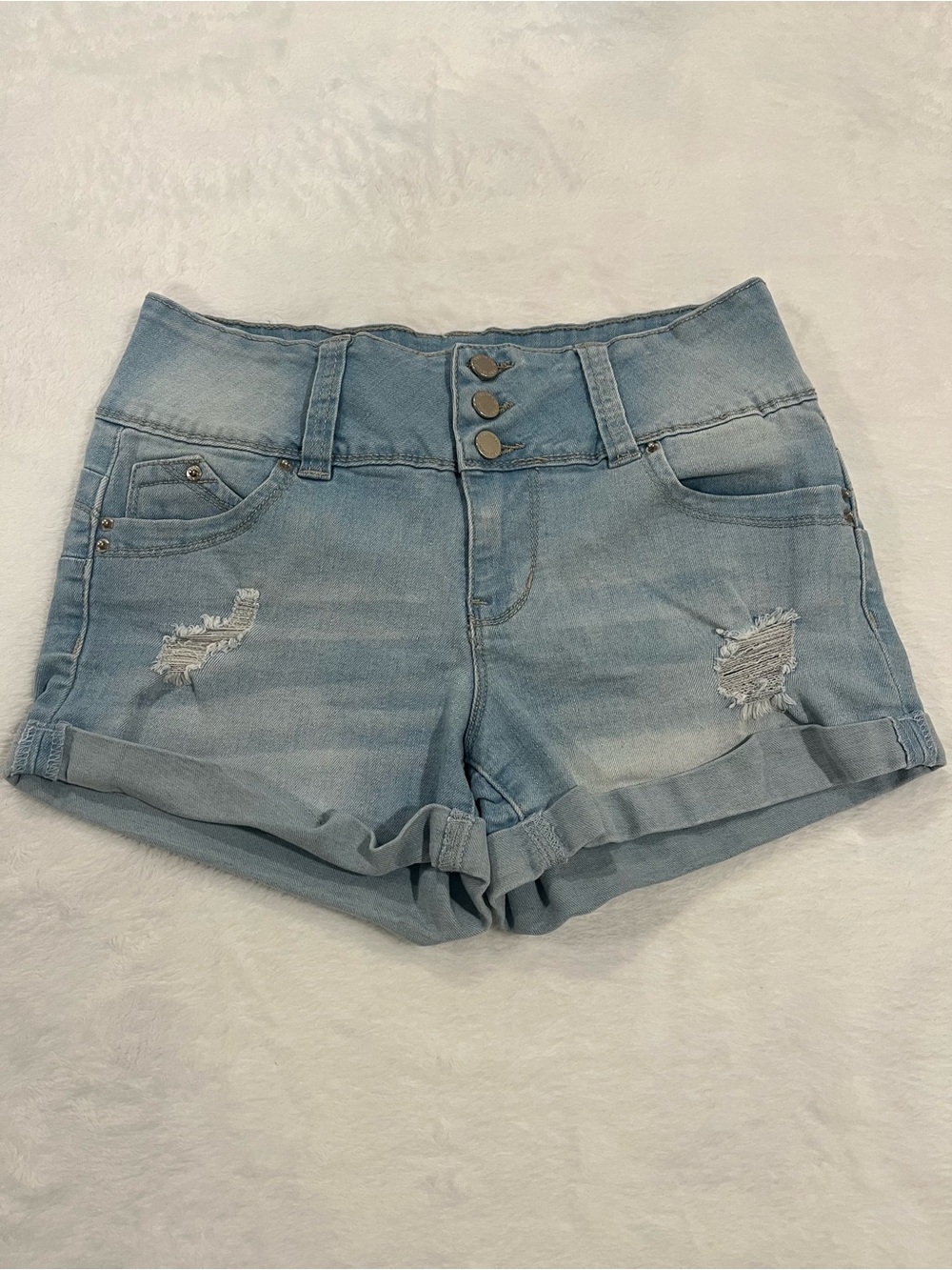 YMI Wanna Betta Butt High Rise Distressed Denim Shorts - Size 3/26 Juniors